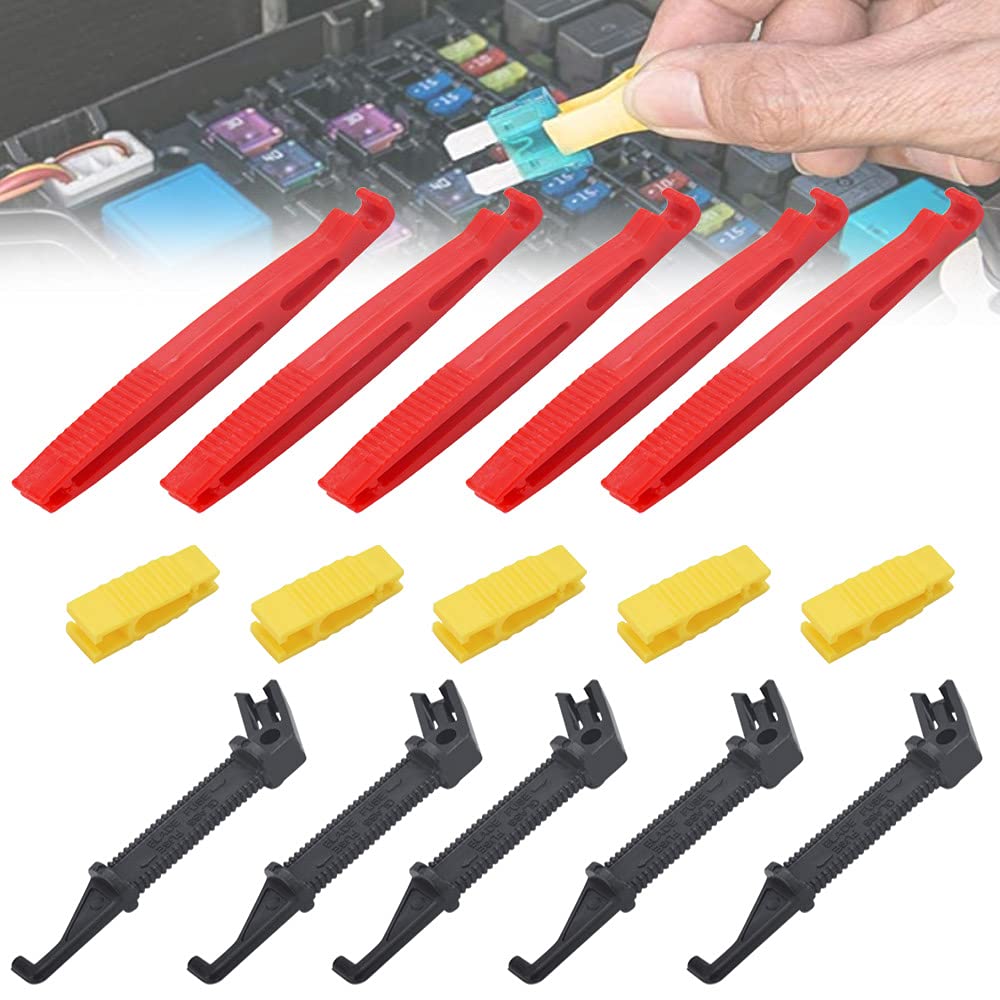 WENRERO 15 Pcs Mini Fuse Extractor and Clip Remover Tool for Car Fuse Puller (Red Yellow Black)