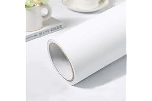practicalWs 15.7 inch x118 inch White Contatc Paper Self-Adhesive Wallpaper Film Stick Paper Easy to Apply Peel and Stick Wallpaper Stick Wallpaper Shelf Liner Table and Door Reform Decorative