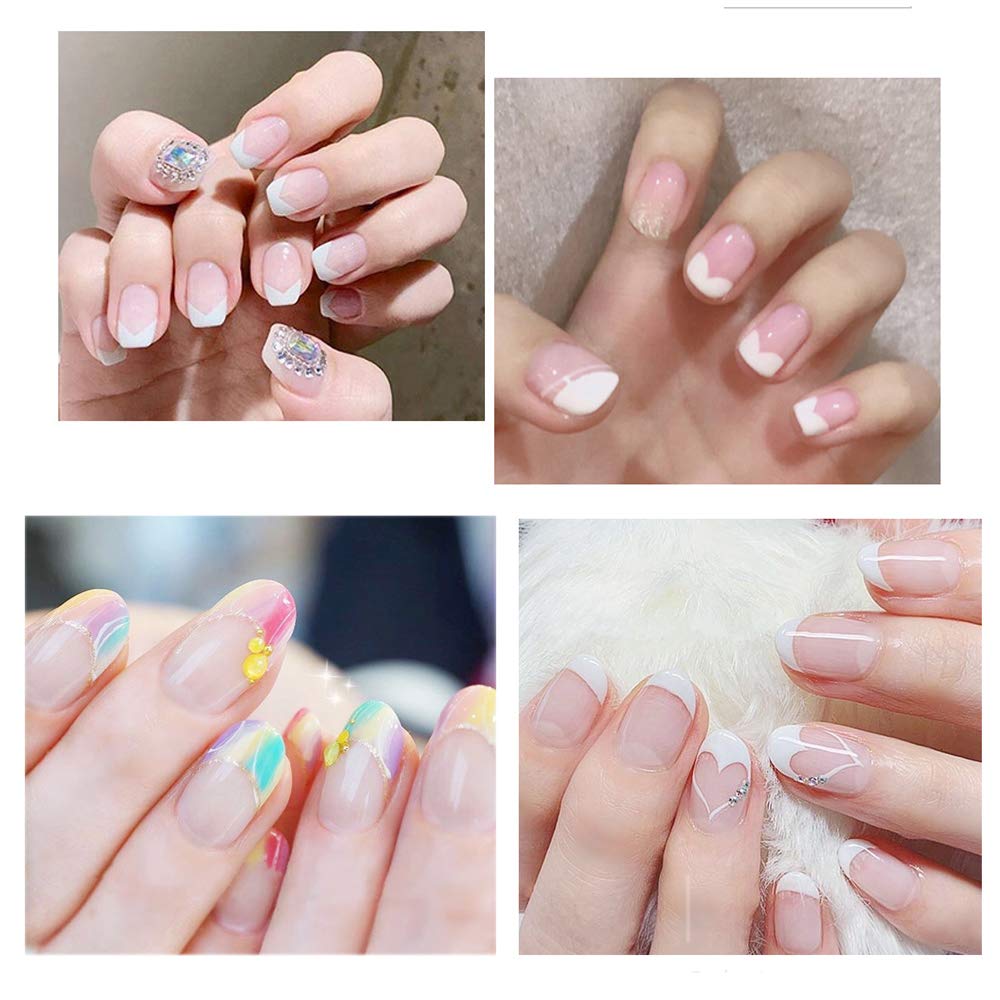 6pcs Nail Manicure Edge Trimmer, Kalolary French Smile Line Nail Acrylic Tool, Durable Stainless Steel Diy Plate Module for Nail Art Decoration : Beauty