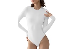 PUMIEY Women's Crew Neck Long Sleeve Bodysuit Sexy Tops Sharp Collection