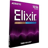 Elixir, Acoustic Guitar Strings, 80/20 Bronze, POLYWEB, 6-String, 16-56 | Resonator 16-56, 80/20 Bronze with POLYWEB Technology, Longest-Lasting Warm Tone with Comfortable Feel