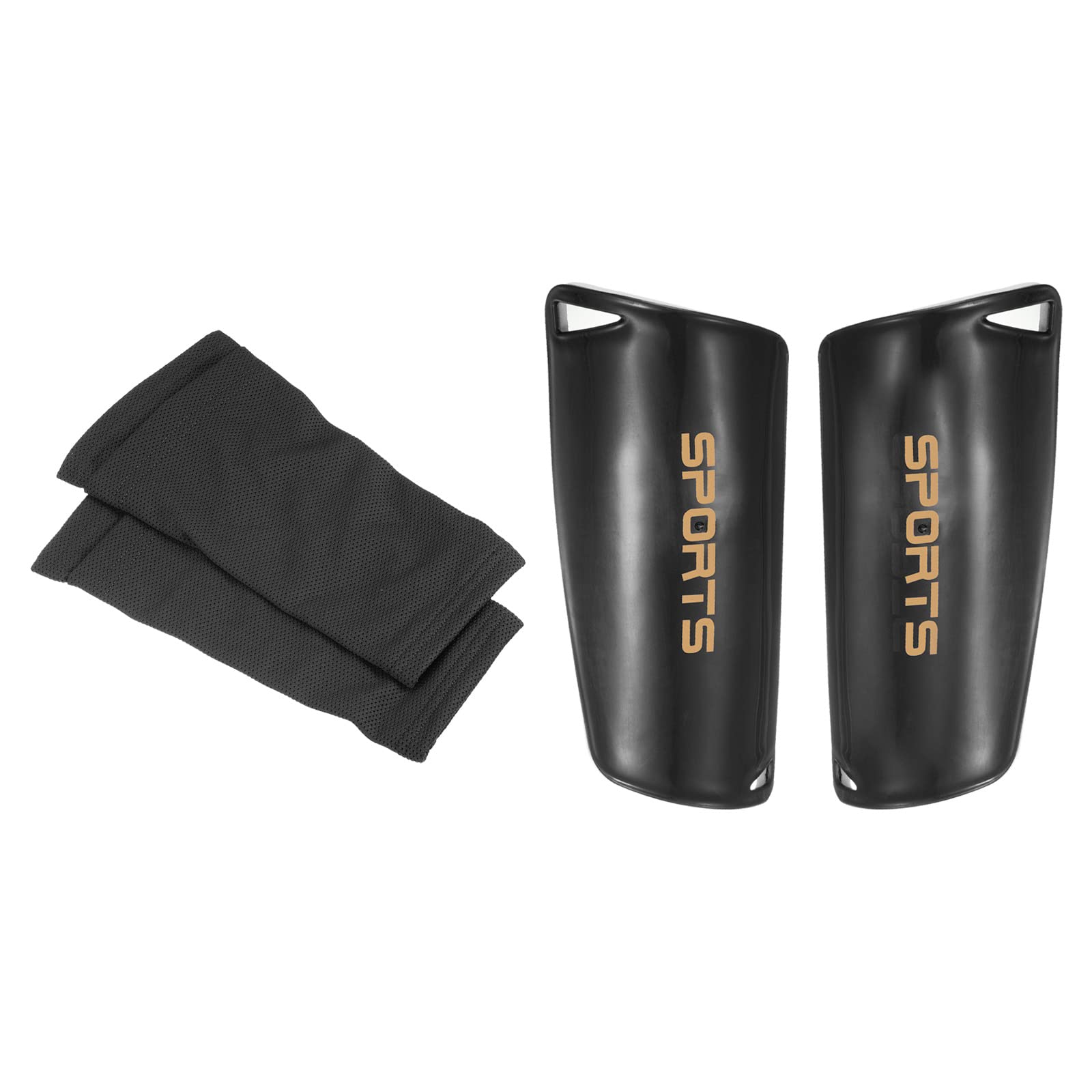 PATIKIL Size L Soccer Shin Guards Set, PVC Portable Shin Pad with Cotton Football Breathable Calf Leg Sleeve for Soccer Training Protection, Black