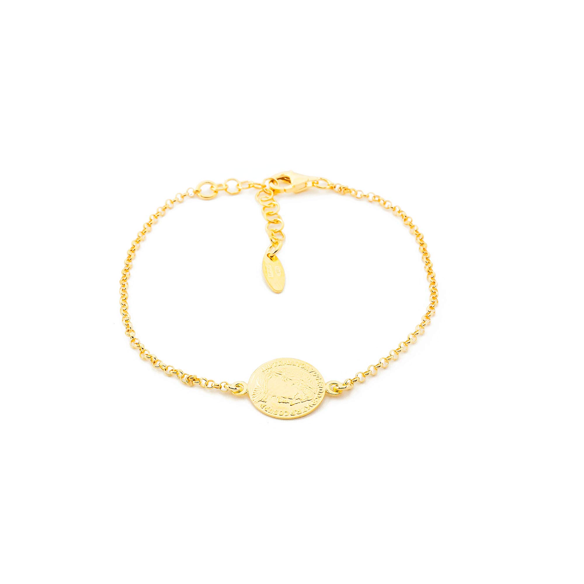 Monde Petit 925 Sterling golden Silver Roman coin bracelet