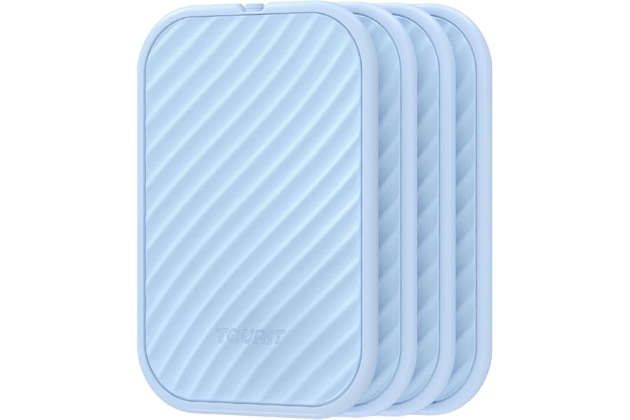 TOURIT 4 Pack Reusable Slim Ice Packs for Lunch Boxes and Coolers | Long Lasting Lunch Box Cooler Ice Packs, BPA-Free Non-Toxic Freezer Packs – for Lunch Bags, Travel, Picnic or Camping