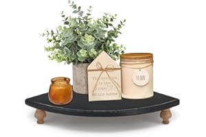 Y&ME YM Wood Corner Counter Shelf Rustic Pedestal Stand Farmhouse Corner Shelves- Rustic Black Tray Riser for Coffee Table Decor, Display Riser for Farmhouse Accent Centerpiece in Kitchen/Bathroom/Dining