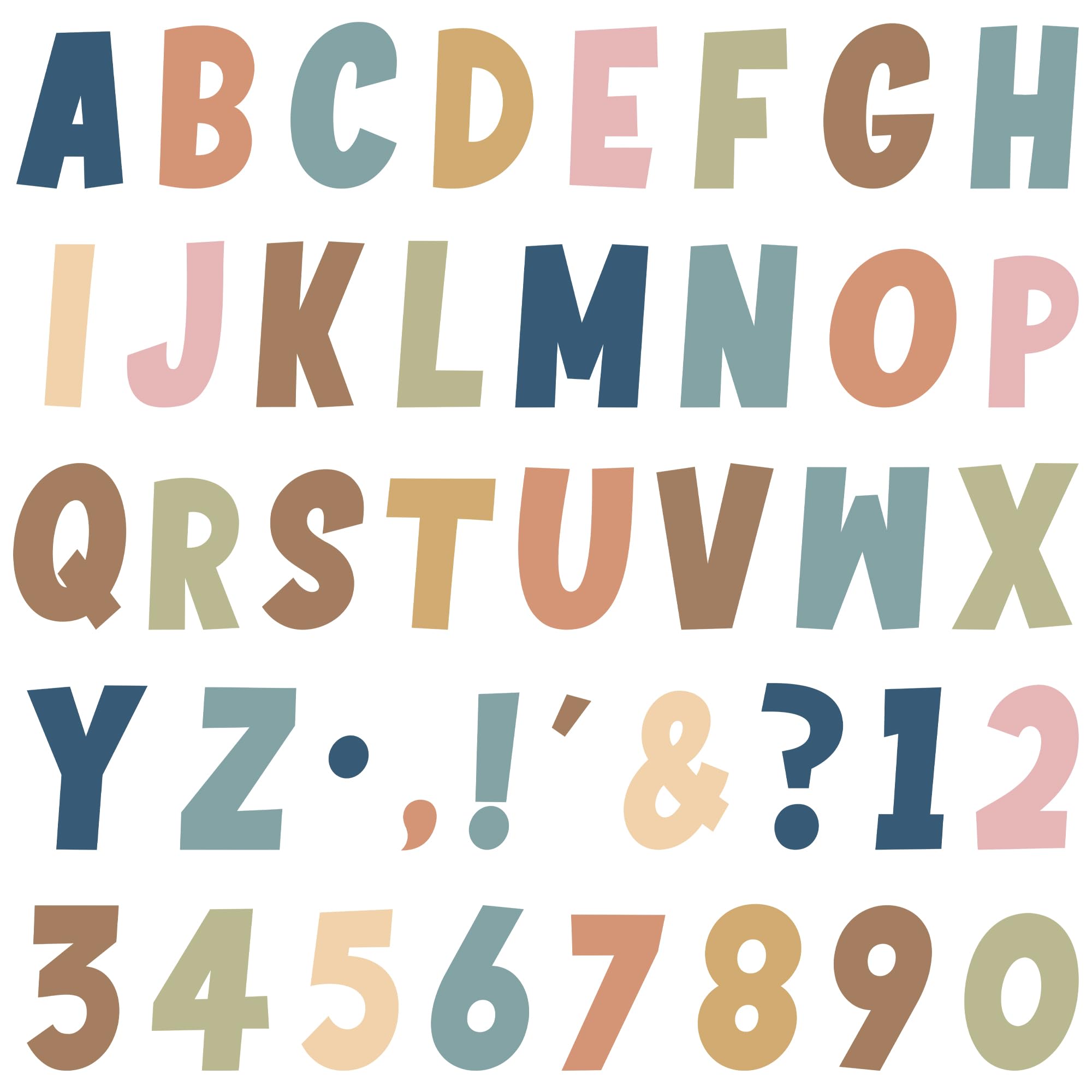 Photo 1 of 162 PCS 7" Bulletin Board Letters Set Large Boho Alphabet Numbers and Punctuation Cutouts Letters Classroom Alphabet Numbers Combo Set Letter Cutouts for Bulletin Board Display Classroom Wall Decor