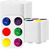 100 Pcs White Plastic Paint Palette 6 Well Rectangular Watercolor Palette Paint Tray for Acrylic, Oil, and Tempera, Ideal for Artists, Students, and DIY Craft Painting