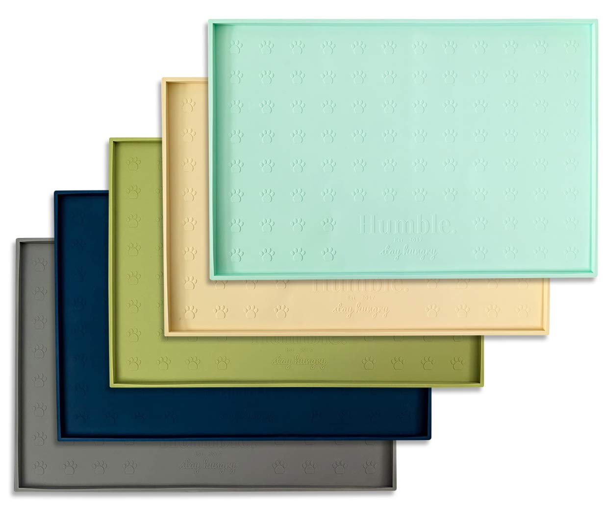 Photo 1 of ***1 PC****Humble Pet Food Mat Feeding Tray - Non-Slip, Anti-Spill, Raised Dog Food Bowl Mat, Easy Clean Waterproof - Premium Quality Silicone - Perfect for Dogs and Cats, 24"x16" (Cool Mint)