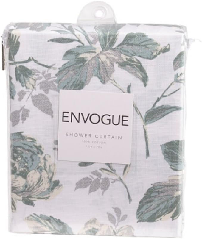 ENVOGUE Abelie Floral Shower Curtain - Mineral Color with Metallic Highlights