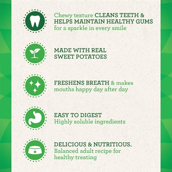 GREENIES DOG TREATS VETERINARIAN-RECOMMENDED NATURAL DENTAL TREATS FOR DOGS, TEENIE SIZE, SWEET POTATO FLAVOR, 12 OZ. PACK, 43 COUNT