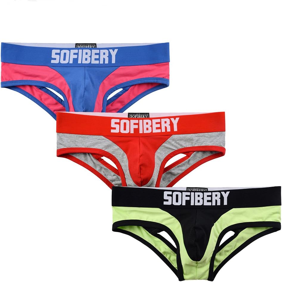 SOFIBERY underwear for men pack fo 3 sexy cotton Boxer briefs (Medium, S370 Colors Mix 3 pack)