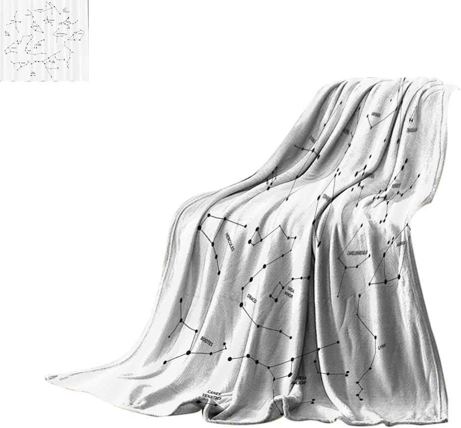 smllmoonDecor Microfiber All Season Blanket Constellation,Astronomic Theme Group Stars Names Classical Scientific Composition,Charcoal Grey White Plush Throw Blanket Bed or Couch 50"x30"