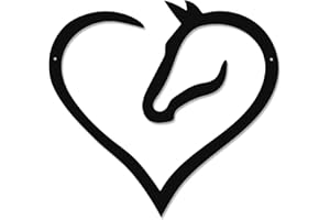 Zhengmy Metal Horse Heart Sign Horse Decor for Art Wall Horse Head Western Room Decor Metal Horse Decor Hanging Horse Pediments Decorative Hanging Ornaments for Horse Lover Home Decor (Black)