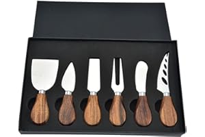 SKTMH Cheese Knife Set 6Pcs Stainless Steel Cheese Knives with Acacia Wood Handle Charcuterie Knife Set Cheese Slicer/Cheese 