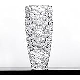 Clear dot Crystal Glass vase 9.8 inch,Large Flower Vase,Modern Vase for Living Room, Bedroom, Kitchen, Dining Table, Mantle, Wedding. (Clear)