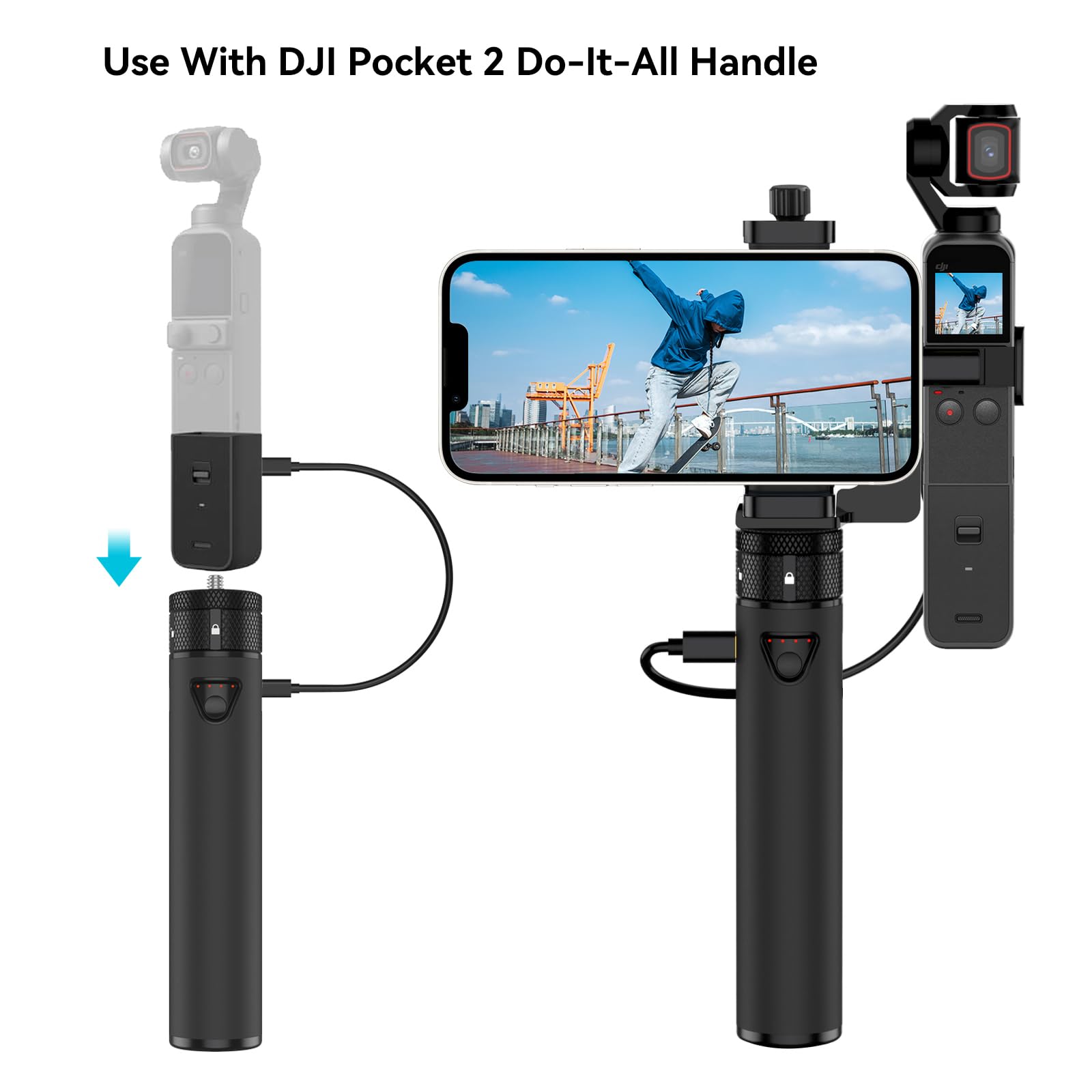 Smatree Portable Osmo Pocket 2 PowerStick (Power Bank) Compatible for DJI Osmo Pocket 2/1, Handheld Smartphone Holder Mount Bracket for OsmoPocket Camera