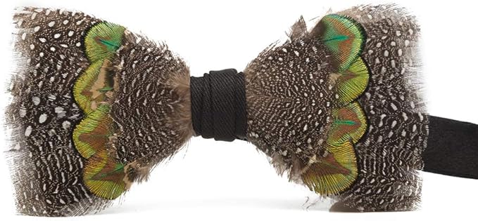 Amazon Com Bowtie For Men Pure Natural Feathers Leather Handmade