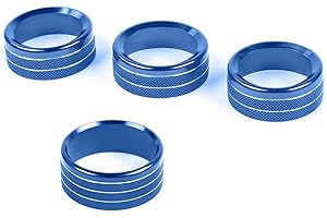AuTK Aluminum Alloy HVAC Knob & Light Switch Cover Kit for Jeep Wrangler JL/JLU & Gladiator JT 2018-2025 (4Pcs Blue) - AC Climate Control Panel Trim Rings, Metal Interior Upgrade Accessories