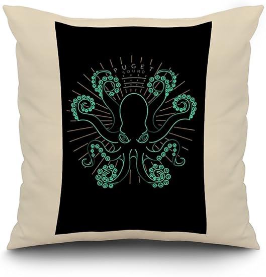 Amazon Com Puget Sound Washington Neon Octopus 16x16 Spun