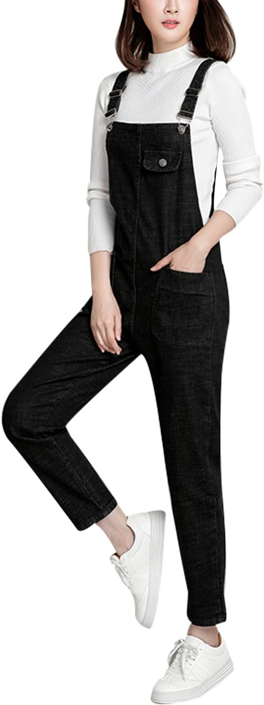 Women's Loose Baggy Denim Bib Harem Overalls Romper Jumpsuit Pants