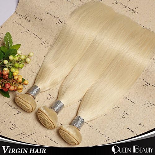 Queen Beauty Hair Brazilian Virgin Hair Straight 3 Bundles Human Blonde Brazilian Hair Weaves 7a Grade Color 613 Blonde Virgin Hair Can Mixed Lenght (16 18 20)