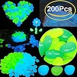 Outee 200 PCS Glow Garden Pebbles Glow in the Dark Rocks Glow Garden Decorative Pebbles Stones Glow Gravel Stones for Garden Walkway Decoration, Blue and Green, Man-made