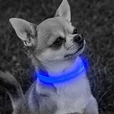 YFbrite Light Up Dog Collar Rechargeable LED Adjustable Blue XS view 2