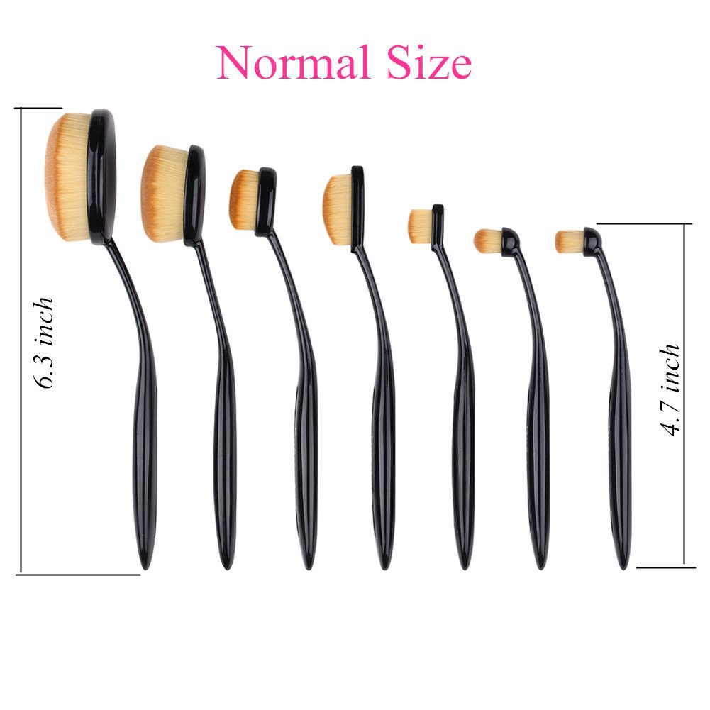 Duorime New 7pcs Black Oval Toothbrush Makeup Brush Set Cream Contour Powder Concealer Foundation Eyeliner Cosmetics Tool …: Beauty