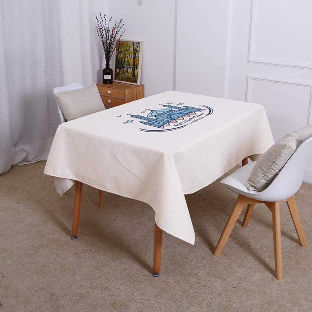 DELLA Waterproof Linen Table Cloth Ramadan Eid Festival Multifunctional Rectangle Table Cover Tablecloth@A_100X140Cm