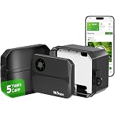 Outdoor Smart Sprinklers Controller 2.4GHz WiFi, Irrigation Controller Easy Use App Enabled, 4 Zones + 16 Plans, Save Water Auto Skip Rain, Freeze &amp; Wind, 10 Minutes Install