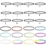 Prohouse Gothic Womens Girls Rubber Pendant Necklace Chain Henna Tattoo Choker Necklace Stretch Elastic Set for Teen 80s 90s