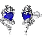 OHAYOO Dragon Stud Earrings 925 Sterling Silver Dragon Studs Earrings Vintage Dragon Jewelry Gift for Women Men