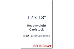 DESKTOP PUBLISHING SUPPLIES 12" x 18" Cardstock Sheets for Inkjet or Laser Printers - Heavy 80lb Cover Matte Finish White - Great for Flyers, Menu's, Posters, Covers (50 Sheets)