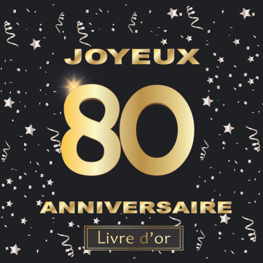 Livre D Or 80 Ans Joyeux Anniversaire Idee Cadeau Pour Le 80eme Anniversaire I Souvenir Fete Decoration I Mamie Et Papy I Felicitations Ecrites I Bleu I Ornements Argentes I Homme Et
