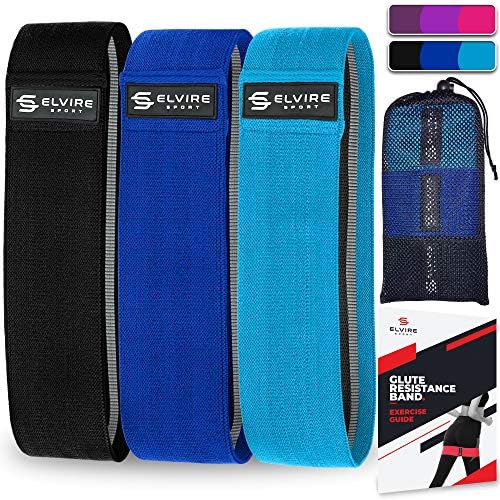 Elvire Sport Booty Band Set (3 Pack): Fabric Resistance Bands for Glute Exercise, Fitness and Workout | Yoga, Pilates, CrossFit, Physiotherapy and Recovery | Light, Medium, Heavy | Men and Women