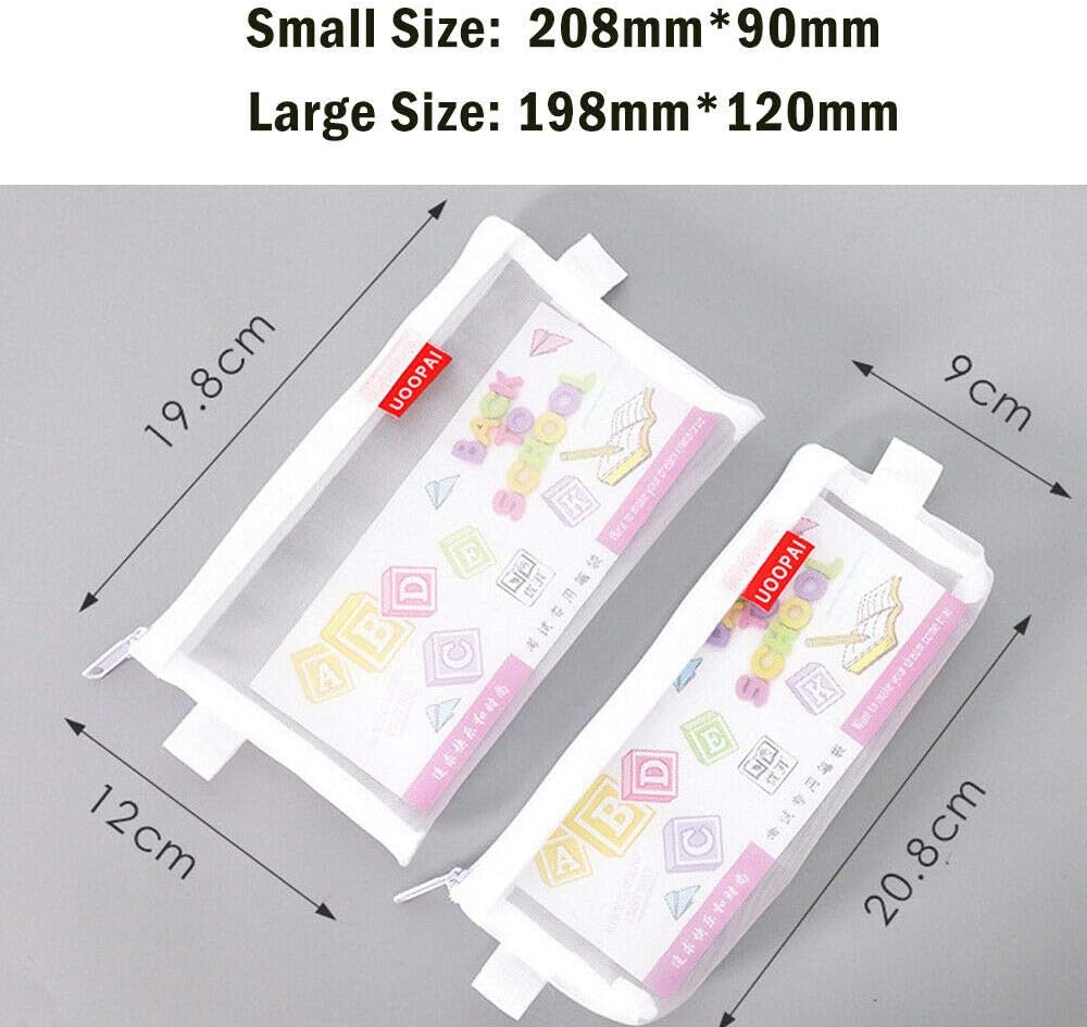 SUPERTOOL Mesh Pencil Case, Transparent ,Zip, High Quality, Large Capacity,White Pouch for Stationery Make Up Items (1 Pcs) - Image 5
