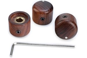 OVSAL 3Pcs Rose Wood Guitar Volume Tone Knobs with 6mm（15/64"） Brass Hole Bass Guitar Control Knobs for Strat Telecaster Jazz Les Paul Replacement Parts