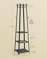 VASAGLE Coat Stand with 8 Double Hooks 4 Shelves Charcoal Grey Ink Black view 6