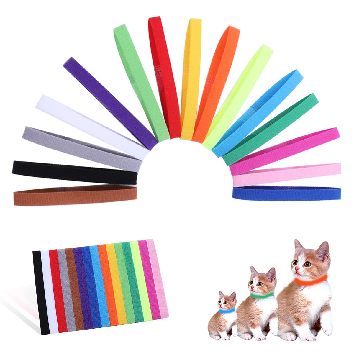 Puppy ID Collars Puppy Collars Adjustable Puppy Collar Multicoloured Nylon Puppy Collars Puppy Identification Dog Tags for Newborn Puppy Kitten Pet, 15 Colours