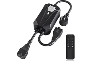 Outdoor Dimmer for String Lights, NEARPOW IP55 Waterproof Dimmer Switch Plug with 2 Sockets, Extension Cord, 2H/4H/6H/8H Indi