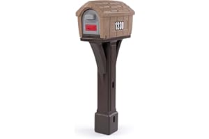 Simplay3 Classic Home Plastic Residential Mailbox & Post Mount Combo Kit with 2 Access Doors - Washed Stone/Espresso Brown