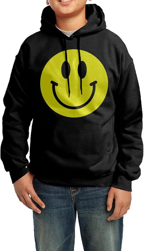 Amazon.com: Smiley (Happy Face) Cute Cartoon Logo Youth Hooded Sweatshirt: Clothing