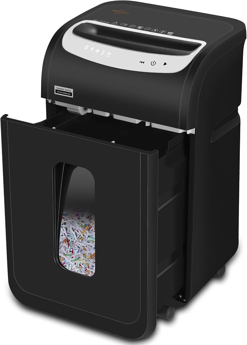 VidaTeco Paper Shredder for Office Matte Black Cross Cut 25 Sheets