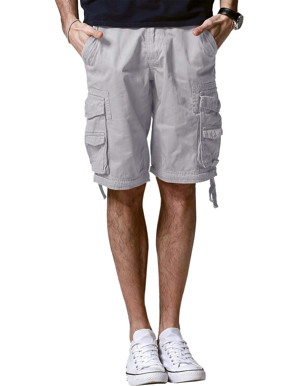 Matchstick Men's Twill Cargo Short, Brand Size L/32 (UK Size 32.5W / 12L), 3058 Silver Grey