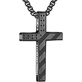 Meliatomia Cross Necklace for Men Boys, Stainless Steel Chain Pendant Bible Verse Religious