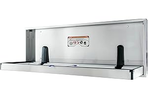 Foundations Stainless Steel Extended Length Changing Station, Wall Mounted, Accommodates People 4’10” or Shorter, Easy Installation, ABS Plastic Tray, (100SSE-SM)
