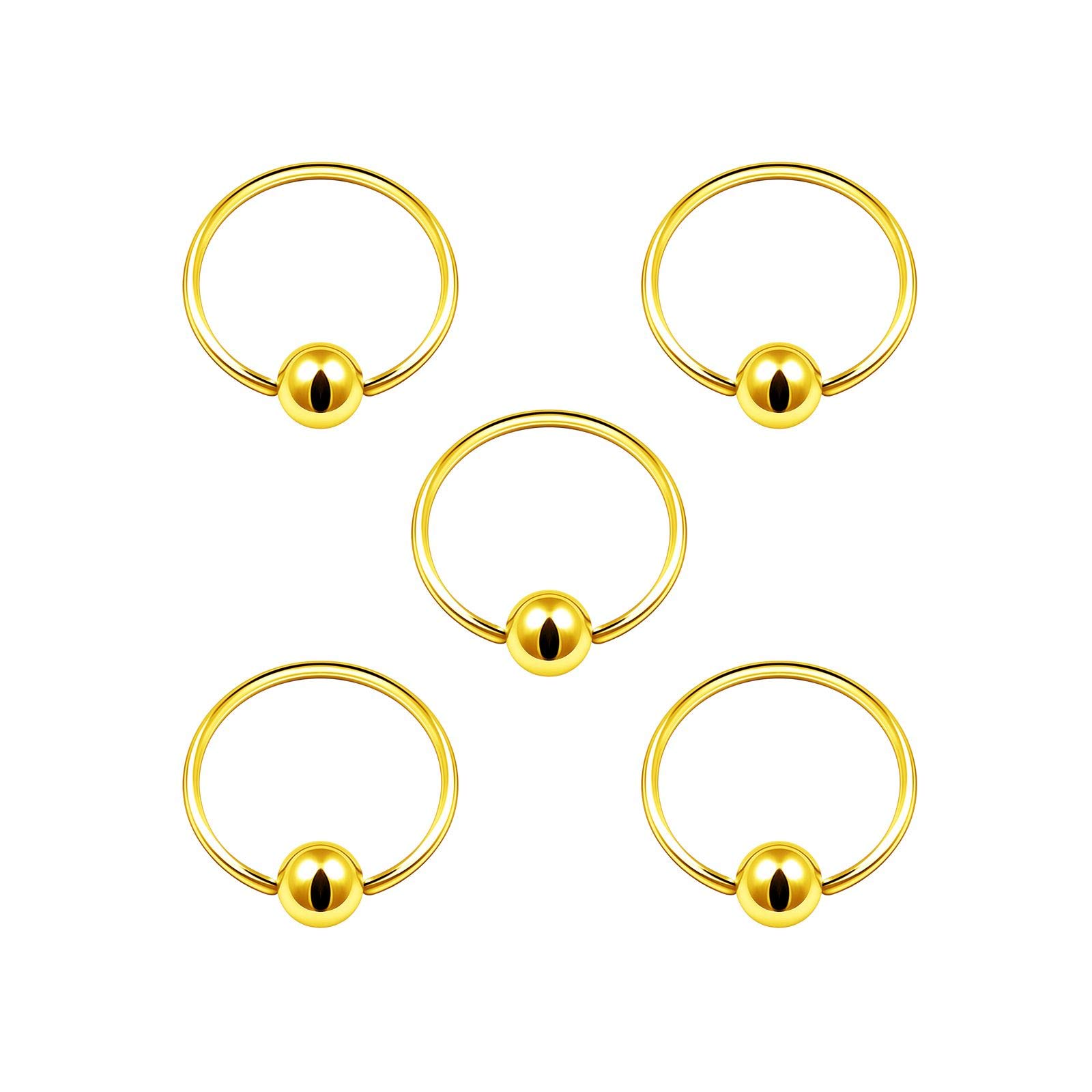 BanaVega 5PCS Anodized BCR Earrings 20g 5/16 8mm 3mm Ball Cartilage Tragus Nose Septum Earrings Eyebrow Piercing Jewellery 5022