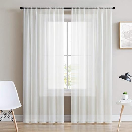 Amazon Com Mrtrees White Sheer Curtains 84 Inch Length Sheers