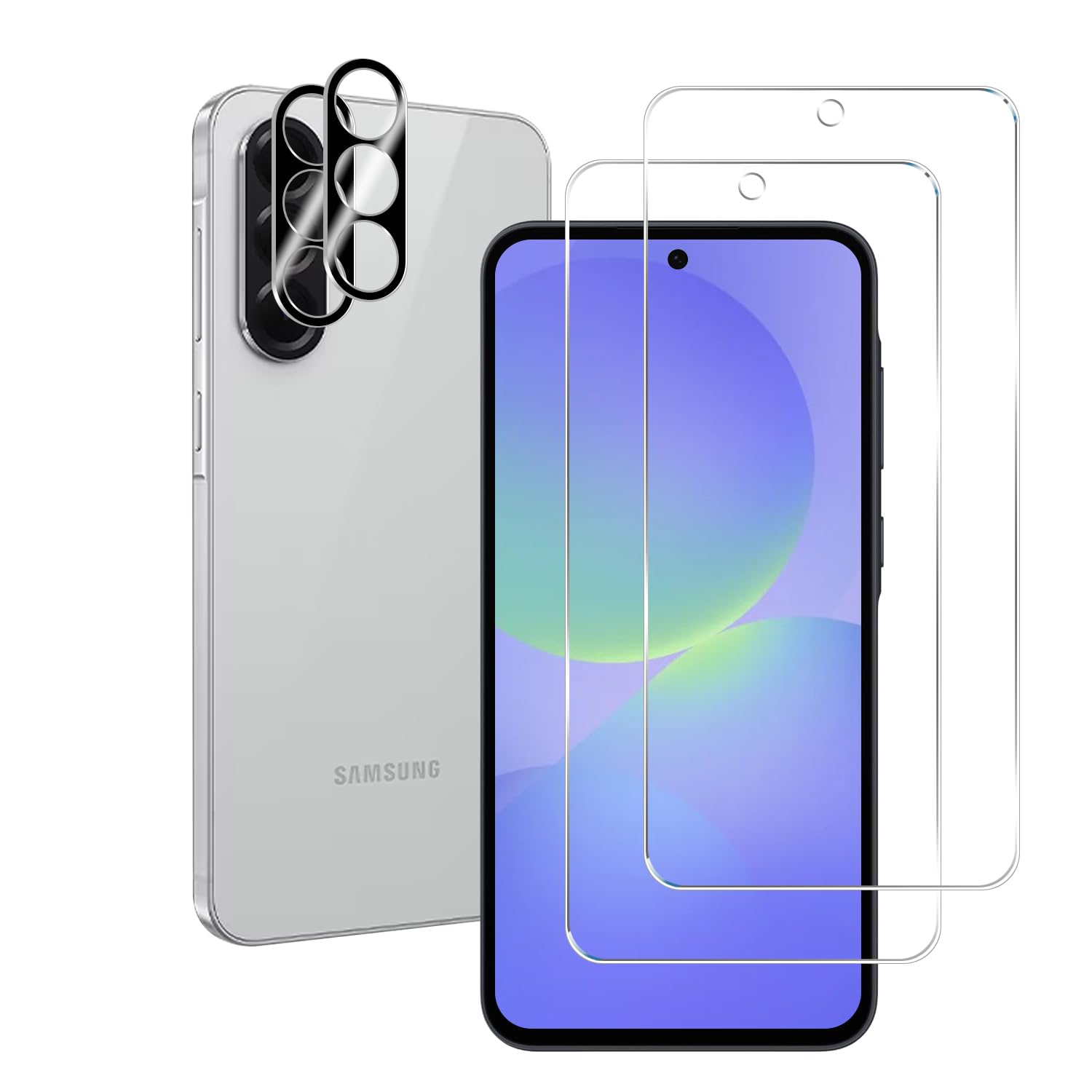 BIGFACE Galaxy A36 Tempered Glass Screen Protector + Camera Lens Protector [2 + 2 Pack][Case Friendly][Anti-Scratch][Ultrasonic Fingerprint Unlock] HD Protective Film for Samsung Galaxy A36