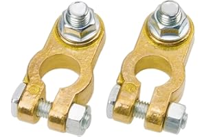 CANNONFISH Universal Brass Battery Terminal Connectors, Top Post Battery Terminals Clamp Set for Marine Car Boat RV Vehicles (1 Pair)